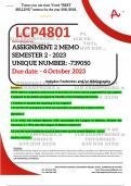 LCP4801 ASSIGNMENT 2 MEMO - SEMESTER 2 - 2023 - UNISA - (UNIQUE NUMBER: - 739050  ) (DISTINCTION GUARANTEED) – DUE DATE:- 4 OCTOBER 2023