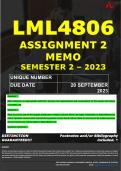 LML4806 ASSIGNMENT 2 MEMO - SEMESTER 2 - 2023 - UNISA - DUE DATE: - 20 SEPTEMBER 2023 (DETAILED MEMO – FULLY REFERENCED – 100% PASS - GUARANTEED)