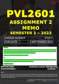 PVL2601 ASSIGNMENT 2 MEMO - SEMESTER 2 - 2023 - UNISA - DUE DATE&colon; - 8 SEPTEMBER 2023 &lpar;DETAILED MEMO &ndash; FULLY REFERENCED &ndash; 100&percnt; PASS - GUARANTEED&rpar;