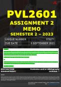 PVL2601 ASSIGNMENT 2 MEMO - SEMESTER 2 - 2023 - UNISA - DUE DATE: - 8 SEPTEMBER 2023 (DETAILED MEMO – FULLY REFERENCED – 100% PASS - GUARANTEED)