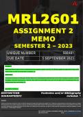 MRL2601 ASSIGNMENT 2 MEMO - SEMESTER 2 - 2023 - UNISA - DUE DATE: - 5 SEPTEMBER 2023 (DETAILED MEMO – FULLY REFERENCED – 100% PASS - GUARANTEED)