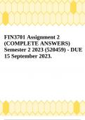 FIN3701 Assignment 2 (COMPLETE ANSWERS) Semester 2 2023 (520459) - DUE 15 September 2023.
