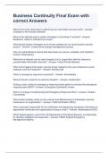 Business Continuity Final Exam with correct Answers 