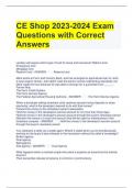 CE Shop 2023-2024 Exam Questions with Correct Answers 