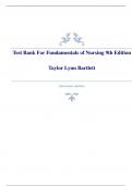 Test Bank for Fundamentals of Nursing 9th Edition by Taylor, Lynn, Bartlett| Test Bank 100% Veriﬁed Answers