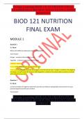 Portage Learning BIOD 121 NUTRITION FINAL EXAM/BIOD121 REVIEW FINAL EXAM LATEST MODULE 1