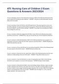 ATI&colon; Nursing Care of Children 2 Exam Questions & Answers 2023&sol;2024