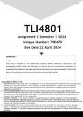 TLI4801 Assignment 2 (ANSWERS) Semester 1 2024 () - DISTINCTION GUARANTEED