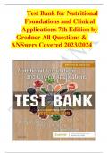 Test Bank for Nutritional Foundations and Clinical Applications 7th Edition by Grodner All Questions & ANSwers Covered 2023/2024