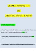 CHEM 210 Module 1 - 8 and Exam 1 - 8 Newest Questions and Answers (2023 / 2024) (Verified Answers)