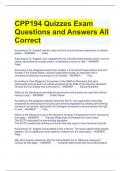CPP194 Quizzes Exam Questions and Answers All Correct 