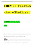 CHEM 210 Final Exam (5 sets of Final Exam’s) Qs & As (2023 / 2024) (Verified Answers)