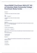 Visual BASIC Final Exam 2023;(CIT 163 at Columbus State Community College Final Exam Study Cards)