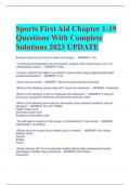 Sports First Aid Chapter 1-19 Questions With Complete Solutions 2023 UPDATE