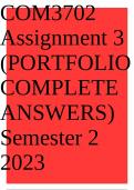 COM3702 Assignment 3 (PORTFOLIO COMPLETE ANSWERS) Semester 2 2023 (247606)