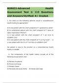 NUR631-Advanced Health Assessment Test 1/ 113 Questions and Answers/Verified/ A+ Graded