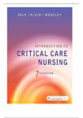 TEST BANK FOR INTRODUCTION TO CRITICAL CARE NURSING 7TH EDITION ISBN 9780323377034 BY  MARY LOU SOLE, DEBORAH G. KLEIN & MARHTE J. MOSLEY (COMPLETE)  CHAPTERS 1-21 (BRAND NEW)
