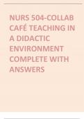 NURS 504-WEEK 3 COLLAB CAFÉ TEACHING IN A DIDACTIC ENVIRONMENT COMPLETE WITH ANSWERS