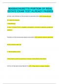 Massachusetts Real Estate Bundle &vert;All Exams Questions  with Correct  Answers Already Passed