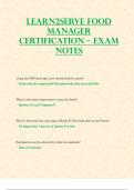 Learn2Serve Food Manager Certification – Exam Notes (2023/2024)