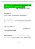 Package Deal for 911 Driving School Test Review &num;4 Questions Answered &lpar;Latest 2023&rpar; 70 Questions Graded A