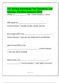 Package Deal for 911 Driving School Test Review &num;4 Questions Answered &lpar;Latest 2023&rpar; 70 Questions Graded A