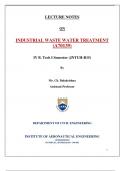 LECTURE NOTES ON INDUSTRIAL WASTE WATER TREATMENT (A70139)