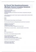 NJ Permit Test Questions&sol;Answers &lpar;Multiple Choice&rpar; Complete Solutions