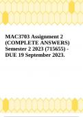 MAC3703 Assignment 2 (COMPLETE ANSWERS) Semester 2 2023 (715655) - DUE 19 September 2023.