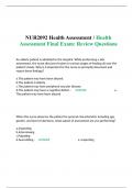  NUR2092 Health Assessment / Health Assessment Final Exam: Review Questions
