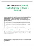 NUR 2459 / NUR2459 Mental Health Nursing II Exam 1: Unit 1-4