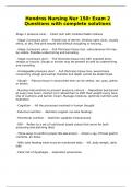 Hondros Nursing Nur 150&colon; Exam 2 Questions with complete solutions