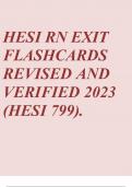 HESI RN EXIT FLASHCARDS REVISED AND VERIFIED 2023 (HESI 799).