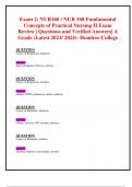 Exam 2: NUR160 / NUR 160 Fundamental Concepts of Practical Nursing II Exam Review | Questions and Verified Answers| A Grade (Latest 2023/ 2024)- Hondros College
