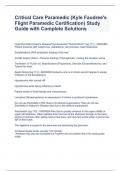 Critical Care Paramedic (Kyle Faudree's Flight Paramedic Certification) Study Guide with Complete Solutions