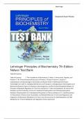 Test Bank - Lehninger Principles of Biochemistry, 7th Edition (Nelson, 2018) Chapter 1-28 | All Chapters