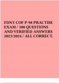 FDNY COF P-98 PRACTISE EXAM / 100 QUESTIONS AND VERIFIED ANSWERS 2023/2024 / ALL CORRECT.