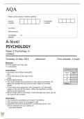 AQA A-level PSYCHOLOGY 7182/2 Paper 2 Psychology in context  with Mark scheme June 2023