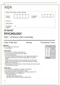 AQA A-level PSYCHOLOGY Paper 1 Introductory topics in psychology June 20223