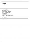 AQA A-LEVEL SOCIOLOGY Paper 2 JUNE 2023 MARK SCHEME: Topics in Sociology