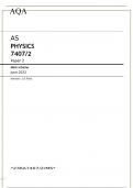 AQA  AS PHYSICS 7407/2 Paper 2 Mark scheme June 2023