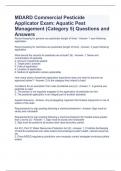 MDARD Commercial Pesticide Applicator Exam&colon; Aquatic Pest Management &lpar;Category 5&rpar; Questions and Answers