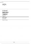AQA A-level BIOLOGY 7402&sol;2 Paper 2 Mark scheme June 2023