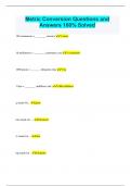 Metric Conversion Questions and Answers 100&percnt; Solved
