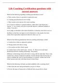 Life Coaching Certification questions with correct answers