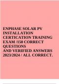 ENPHASE SOLAR PV INSTALLATION CERTICATION TRAINING EXAM /150 CORRECT QUESTIONS AND VERIFIED ANSWERS 2023/2024 / ALL CORRECT