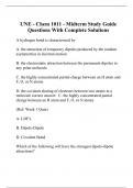 UNE - Chem 1011 - Midterm Study Guide Questions With Complete Solutions