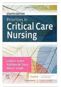TEST BANK FOR PRIORITIES IN CRITICAL CARE NURSING, 8TH EDITION ISBN  97803236766011 BY LINDA D. URDEN, KATHLEEN M. STACY & MARY E.  LOUGH COMPLETE ALL CHAPTERS 1-27 (NEW UPDATE)