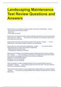 Landscaping Maintenance Test Review Questions and Answers 