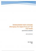 MANAGEMENT INFO SYSTEMS (Managing The Digital Firm) 15TH ED TEST BANK - QUESTIONS & ANSWERS (100% GUARANTEED) BEST UPDATE 2023